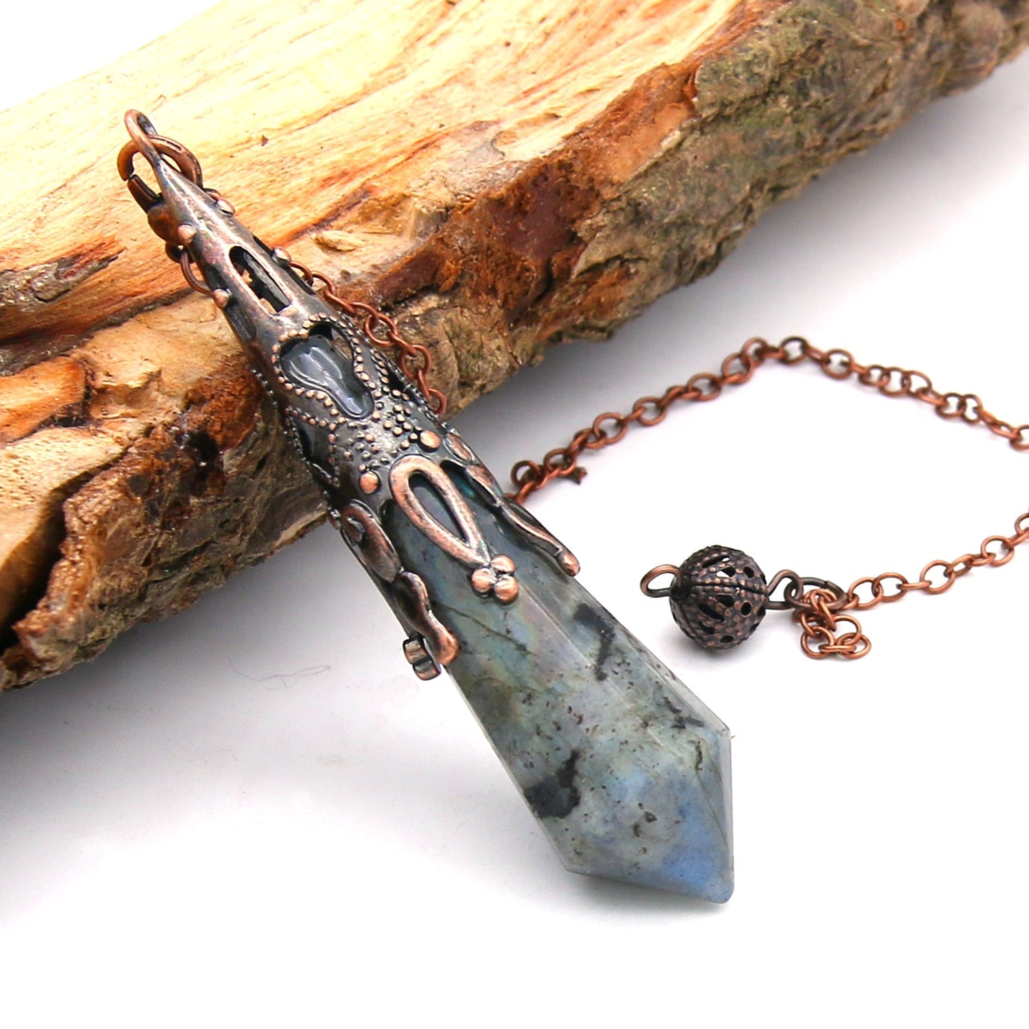 Labradorite Crystal Pendulum for Intuition & Clarity