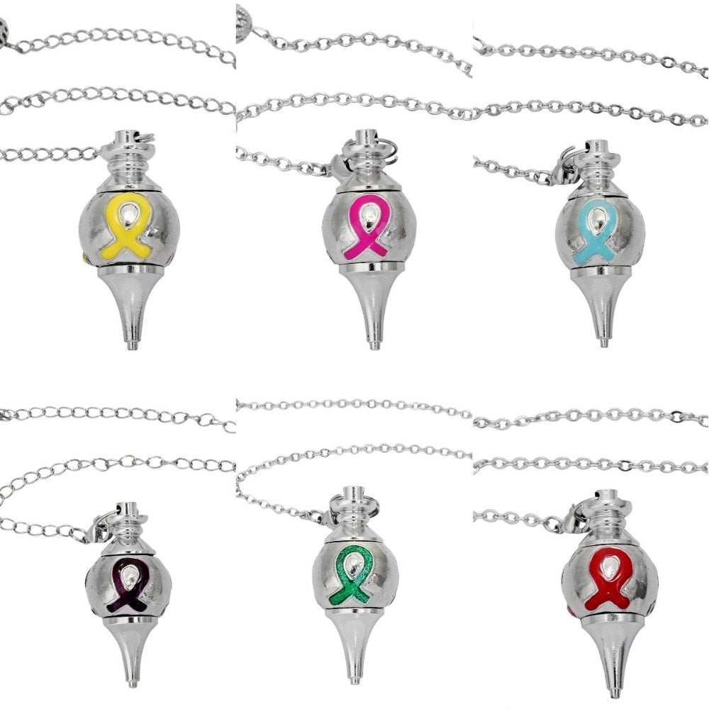 Cancer Awareness Silver Healing Pendulum