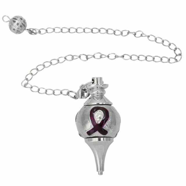 Cancer Awareness Silver Healing Pendulum