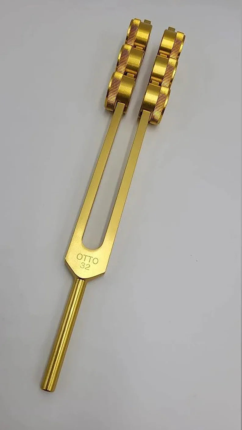 Golden tuning fork with parallel prongs from Professional Otto Tuners set