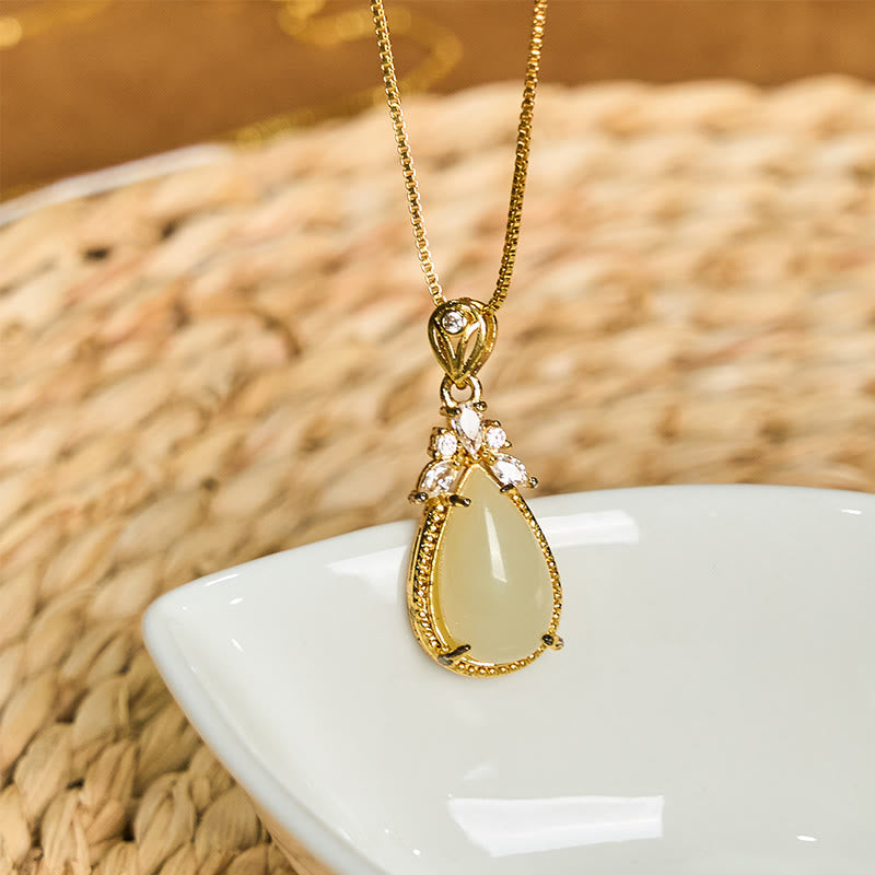 Schutz Glück Hetian Weiß Jade Halskette Anhänger