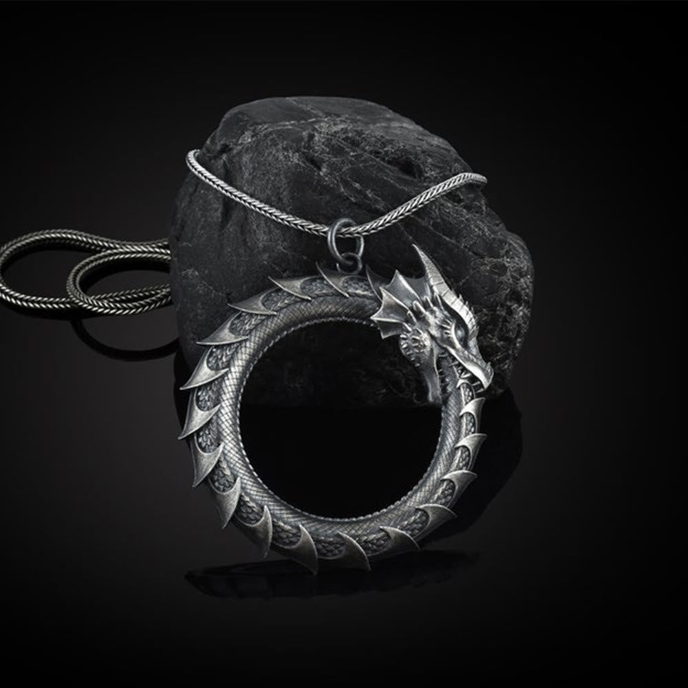 Schutzkette mit Drachen aus reinem Zinn | Symbol für Stärke und Glück