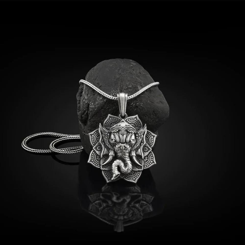 Ganesh-Halskette aus reinem Zinn | Elefanten-Schutz-Amulett-Anhänger