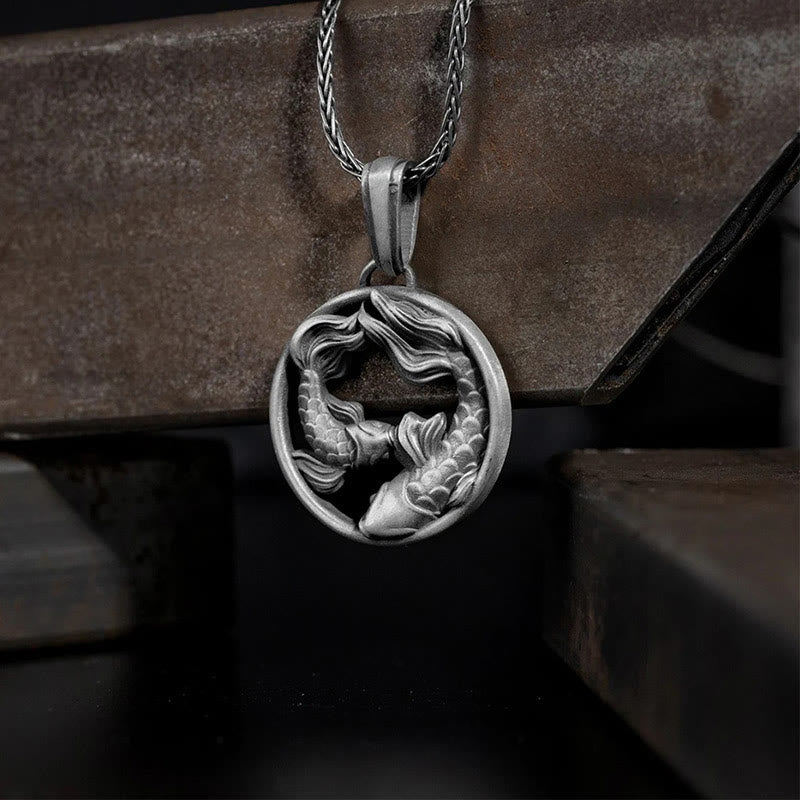 Halskettenanhänger aus reinem Zinn mit Koi-Fisch für Reichtum und Wohlstand