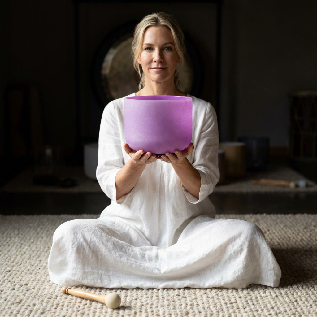 Lila B-Note Kronenchakra Kristallklangschale