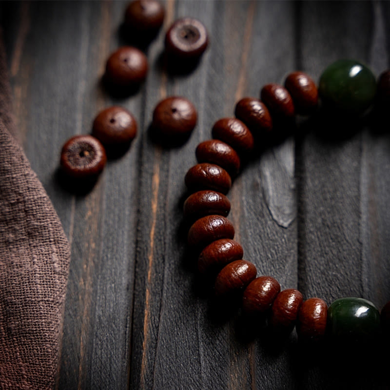 Lila Bodhi-Samen &amp; Hetian Jade Weisheitsarmband 12mm