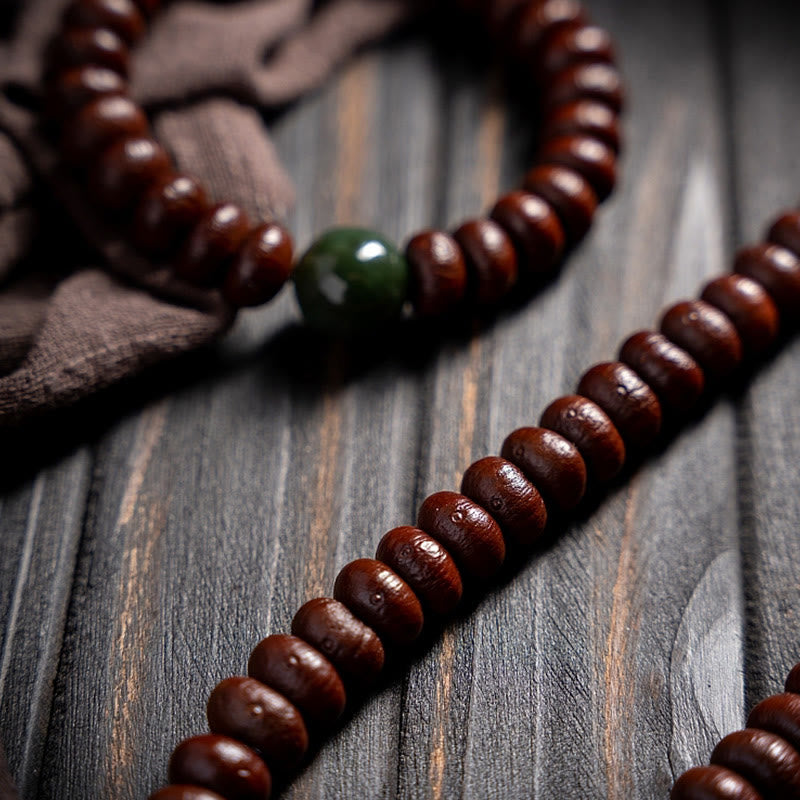 Lila Bodhi-Samen &amp; Hetian Jade Weisheitsarmband 12mm
