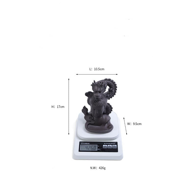 Räuchergefäß Buddha Drache aus lila Ton, 10,5 cm, Meditation