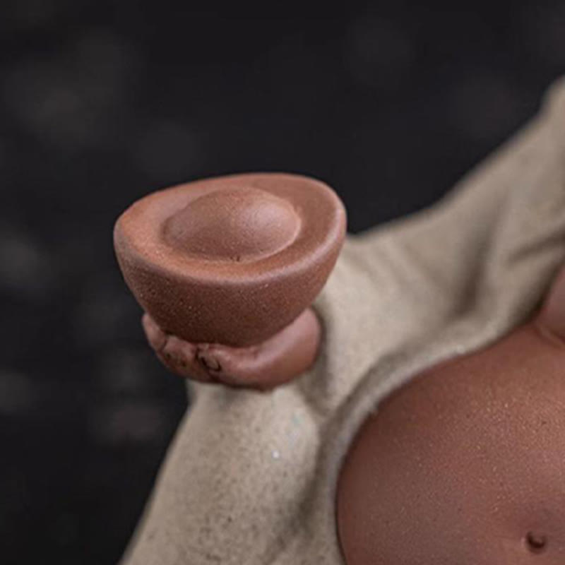 Lachende Buddha-Statue aus violettem Ton, 13,5 cm, für Reichtum und Freude