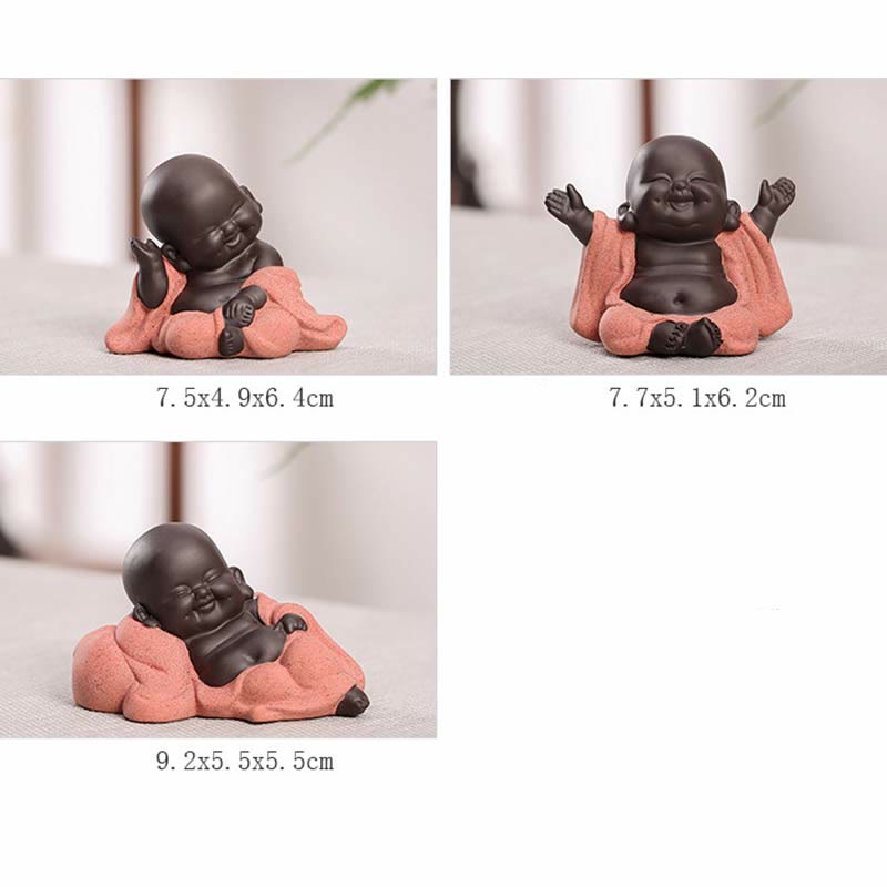 Lachende Buddha-Statue aus lila Ton | Dekoration für Glück und Reichtum