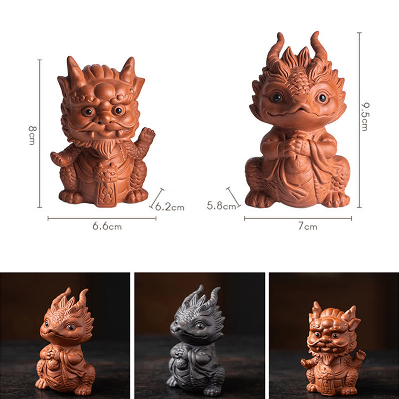 Lila Ton Glücksdrache Tee Haustier Figur | Spirituelle Statue