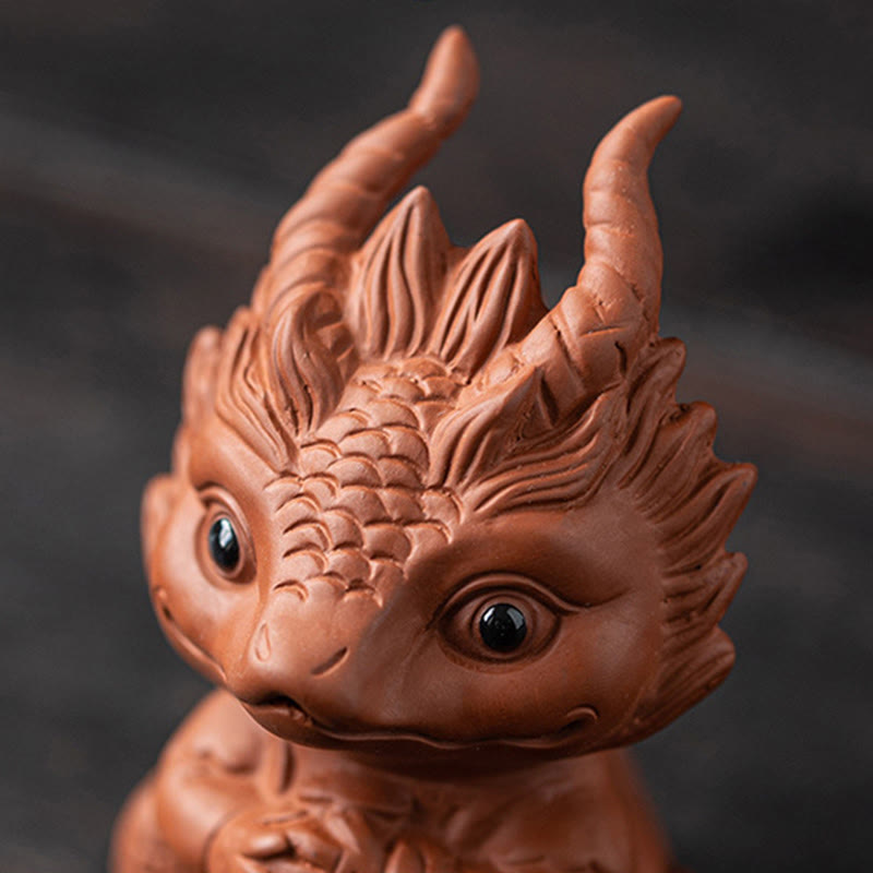 Lila Ton Glücksdrache Tee Haustier Figur | Spirituelle Statue