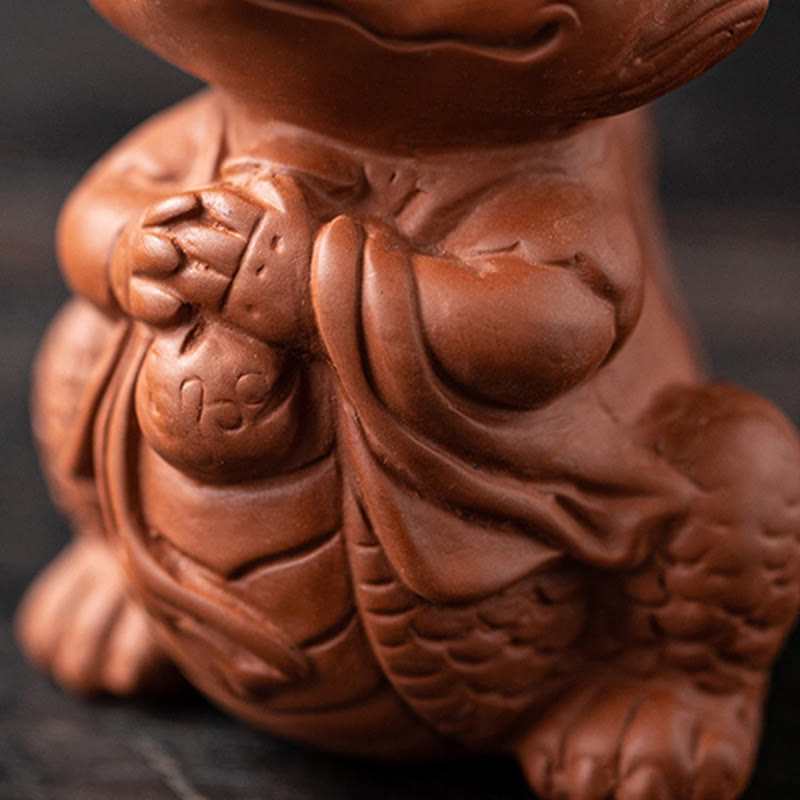 Lila Ton Glücksdrache Tee Haustier Figur | Spirituelle Statue