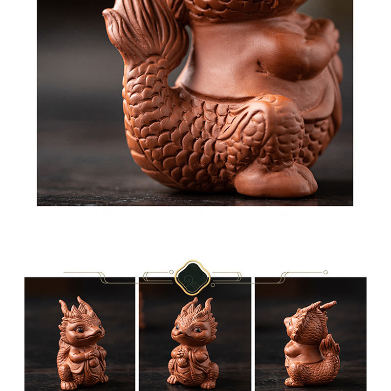 Lila Ton Glücksdrache Tee Haustier Figur | Spirituelle Statue