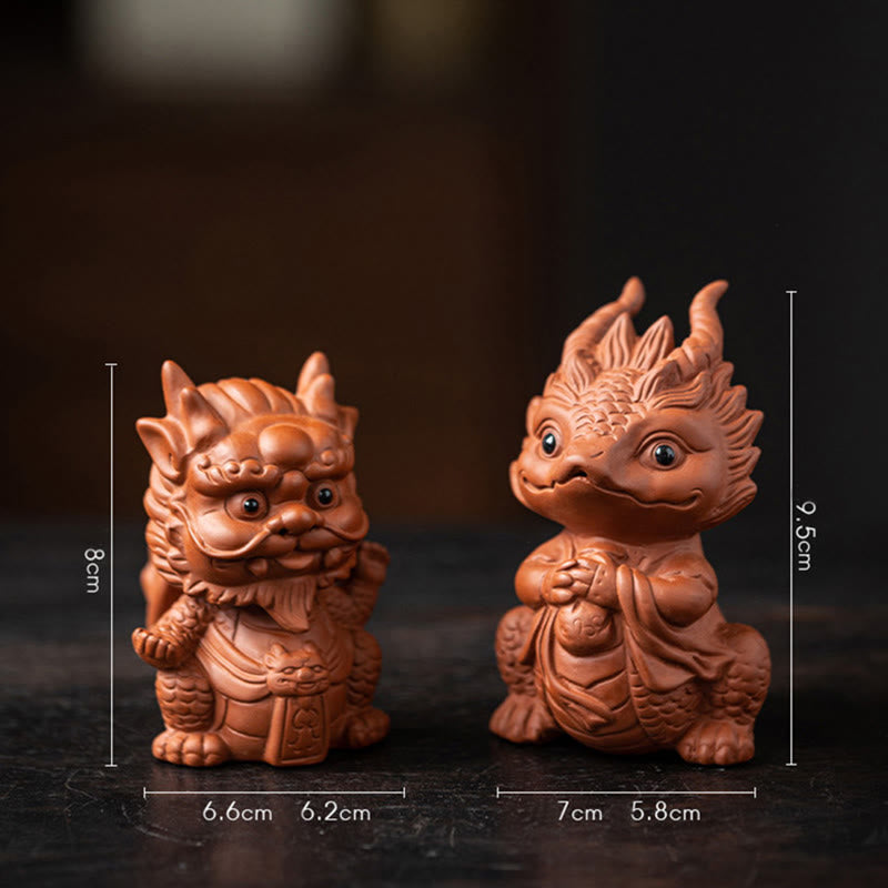 Lila Ton Glücksdrache Tee Haustier Figur | Spirituelle Statue