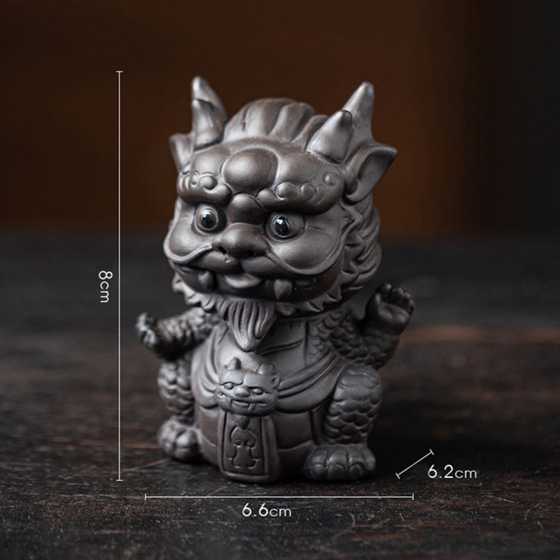 Lila Ton Glücksdrache Tee Haustier Figur | Spirituelle Statue