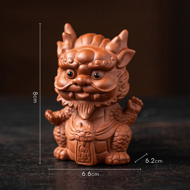 Lila Ton Glücksdrache Tee Haustier Figur | Spirituelle Statue