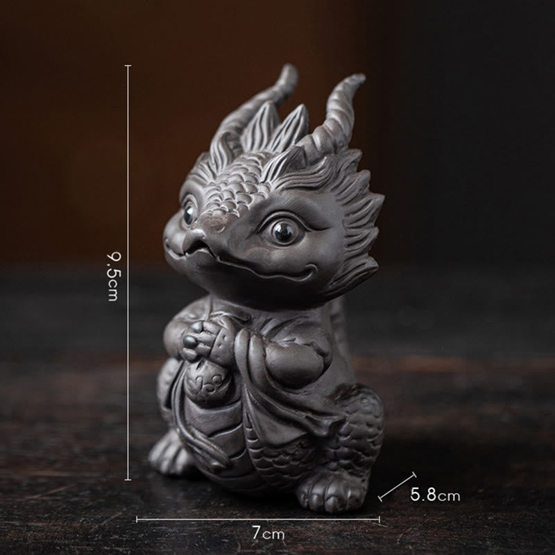 Lila Ton Glücksdrache Tee Haustier Figur | Spirituelle Statue