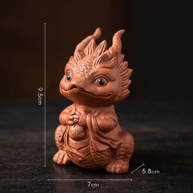 Lila Ton Glücksdrache Tee Haustier Figur | Spirituelle Statue