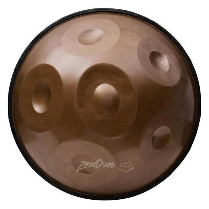 Brown Metallic Handpan Drum with Dimpled Tone Fields for Beginners - Bronze