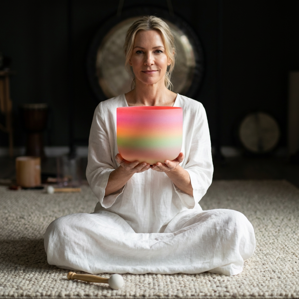 Regenbogen-Kristallklangschale für Chakra-Meditation