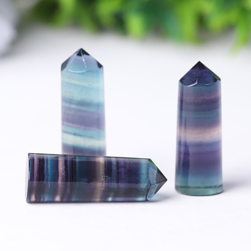Rainbow Fluorite Crystal Points 1-1.5 inch Polished Healing Stone