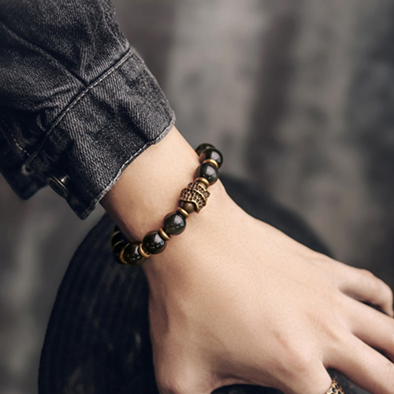 Regenbogen-Obsidian, 10 mm, Heilarmband für Liebe und Gleichgewicht