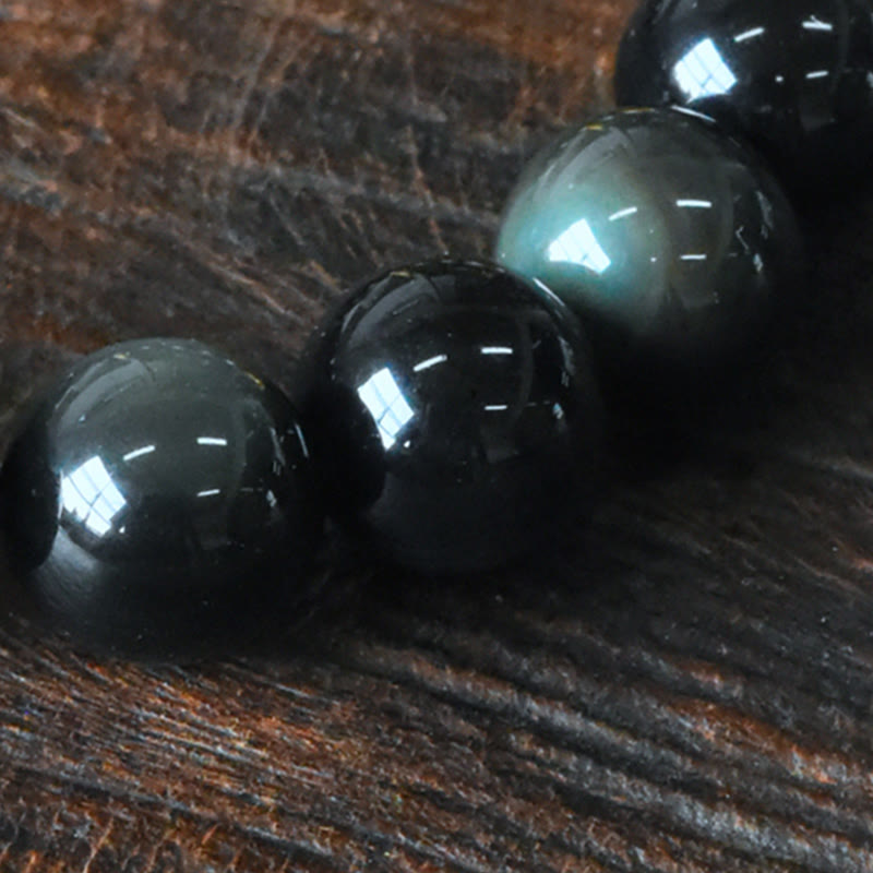 Regenbogen-Obsidian-Kupferperlenarmband für positive Transformation