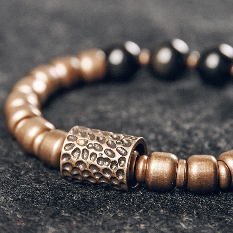 Regenbogen-Obsidian-Kupfer-Heilarmband | Lavastein-Energie