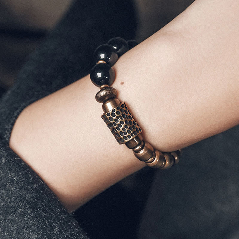 Regenbogen-Obsidian-Kupfer-Heilarmband | Lavastein-Energie