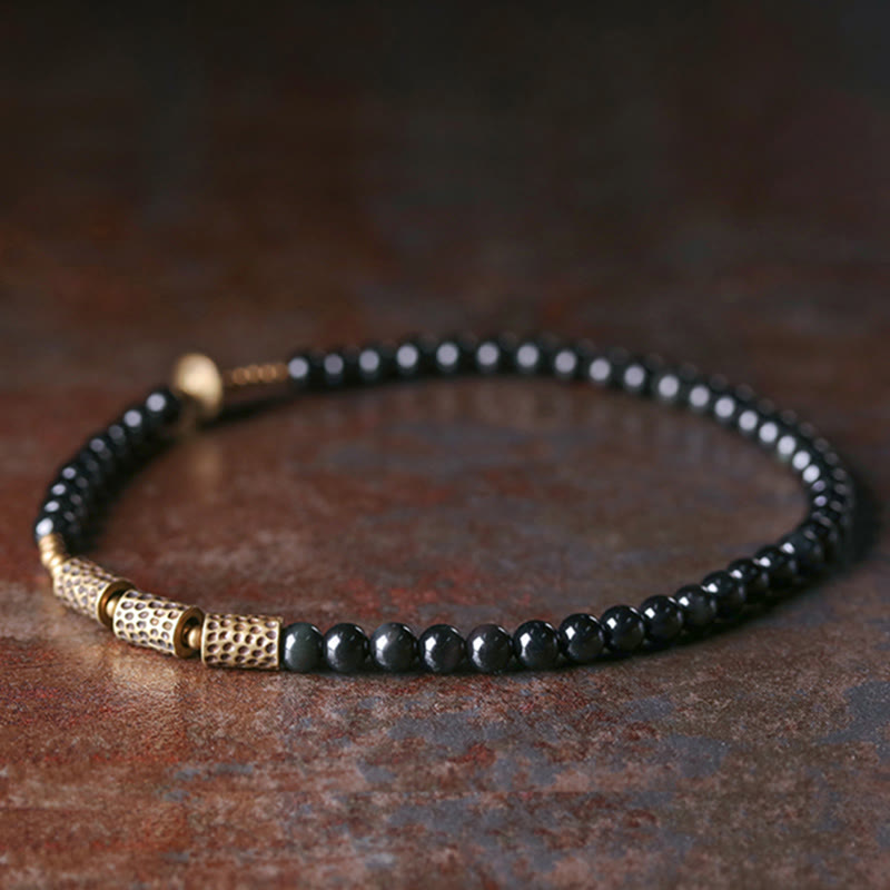 Regenbogen-Obsidian-Kupfer-Liebes-Doppelwickelarmband