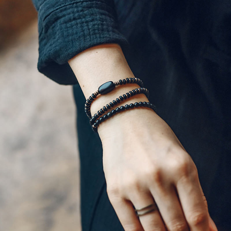 Regenbogen-Obsidian-Ebenholz-Dreifach-Wickel-Heilarmband