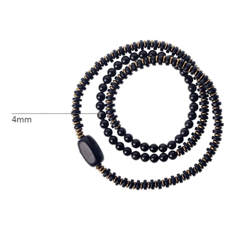 Regenbogen-Obsidian-Ebenholz-Dreifach-Wickel-Heilarmband