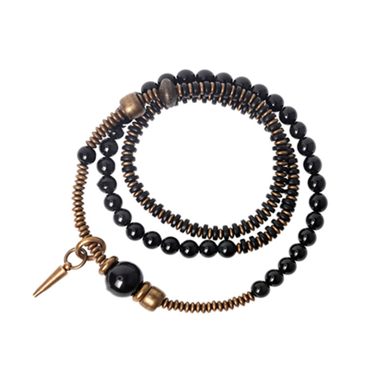 Regenbogen-Obsidian-Ebenholz-Dreifach-Wickel-Heilarmband