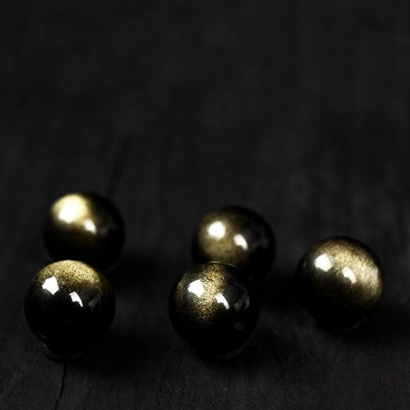 Schutzarmband aus Regenbogen-Obsidian und Goldglanz-Obsidian, 8 mm