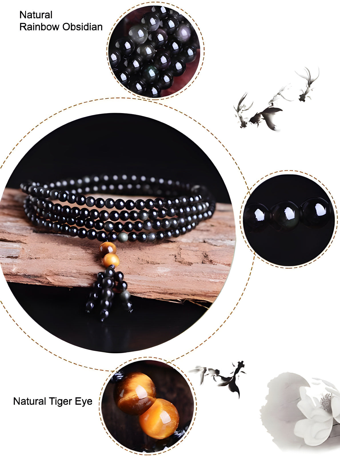 Regenbogen-Obsidian-Heilarmband mit Freude