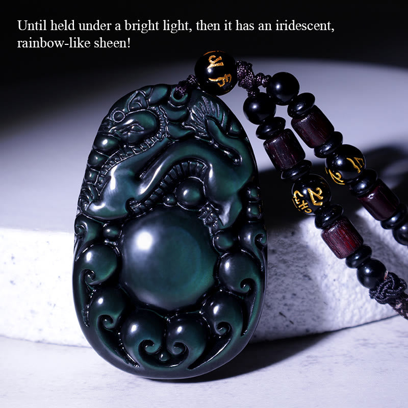 Regenbogen-Obsidian-PiXiu-Halskette, 43 mm, Unisex-Schutz