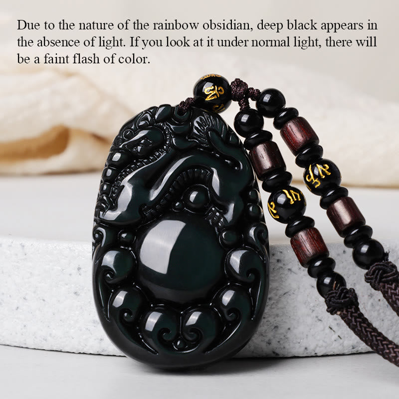 Regenbogen-Obsidian-PiXiu-Halskette, 43 mm, Unisex-Schutz
