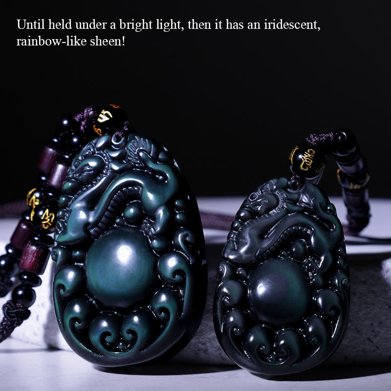 Regenbogen-Obsidian-PiXiu-Halskette, 43 mm, Unisex-Schutz