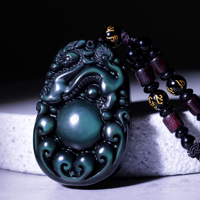 Regenbogen-Obsidian-PiXiu-Halskette, 43 mm, Unisex-Schutz