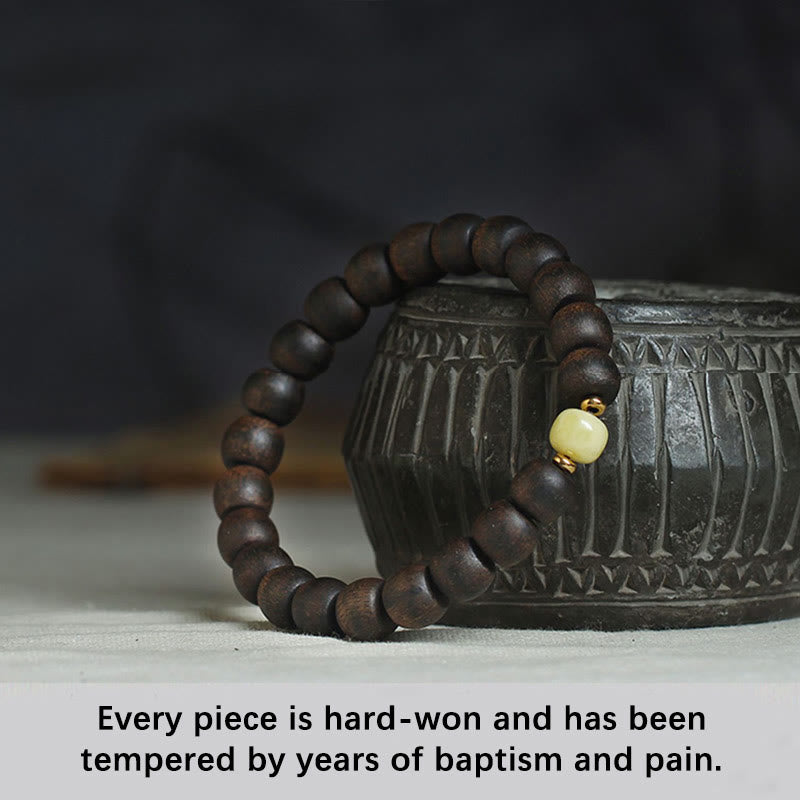 Seltenes Bernsteinarmband aus Brunei-Adlerholz für Gleichgewicht und Ruhe