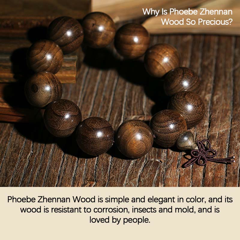 Seltenes spirituelles Armband aus Phoebe Zhennan-Holz, 15–25 mm Perlen
