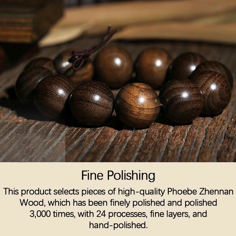 Seltenes spirituelles Armband aus Phoebe Zhennan-Holz, 15–25 mm Perlen