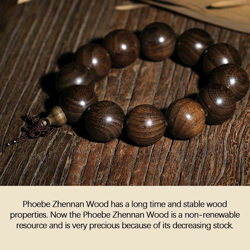 Seltenes spirituelles Armband aus Phoebe Zhennan-Holz, 15–25 mm Perlen