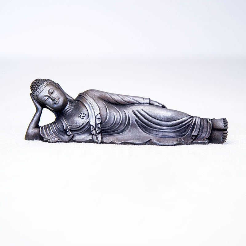 Liegende Buddha-Statue, Eisenpulver, Rostguss, 17,5 cm, Skulptur