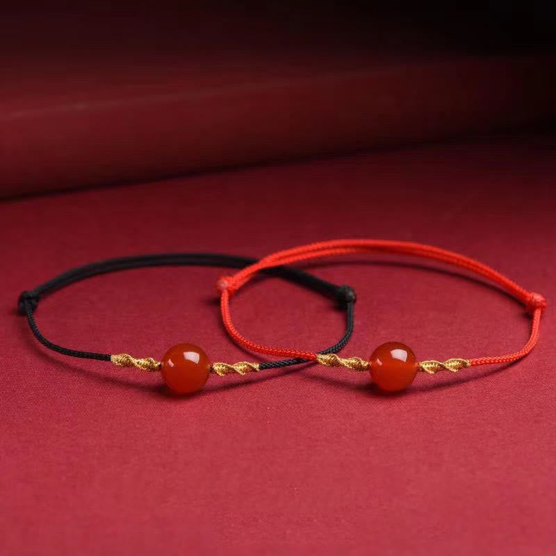 Geflochtenes Armband oder Halskette mit rotem Achat-Katzenauge