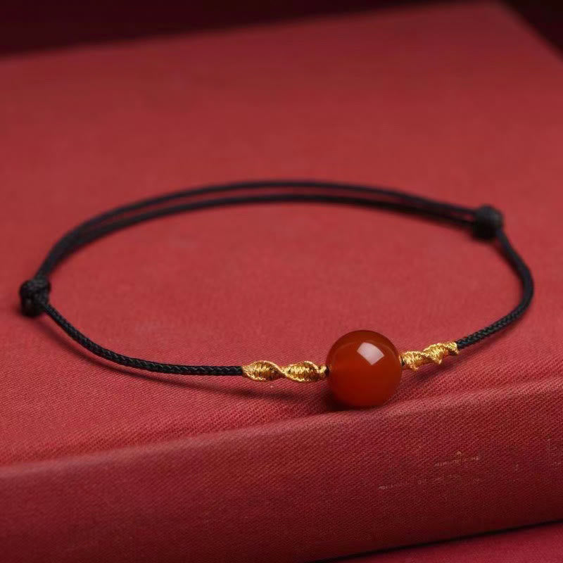 Geflochtenes Armband oder Halskette mit rotem Achat-Katzenauge