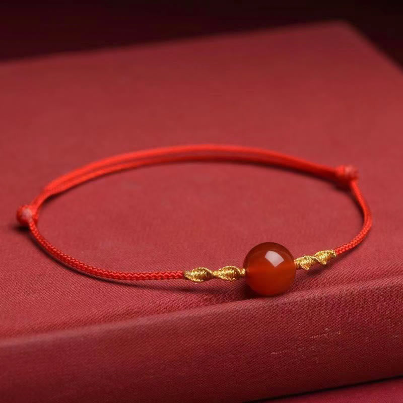 Geflochtenes Armband oder Halskette mit rotem Achat-Katzenauge