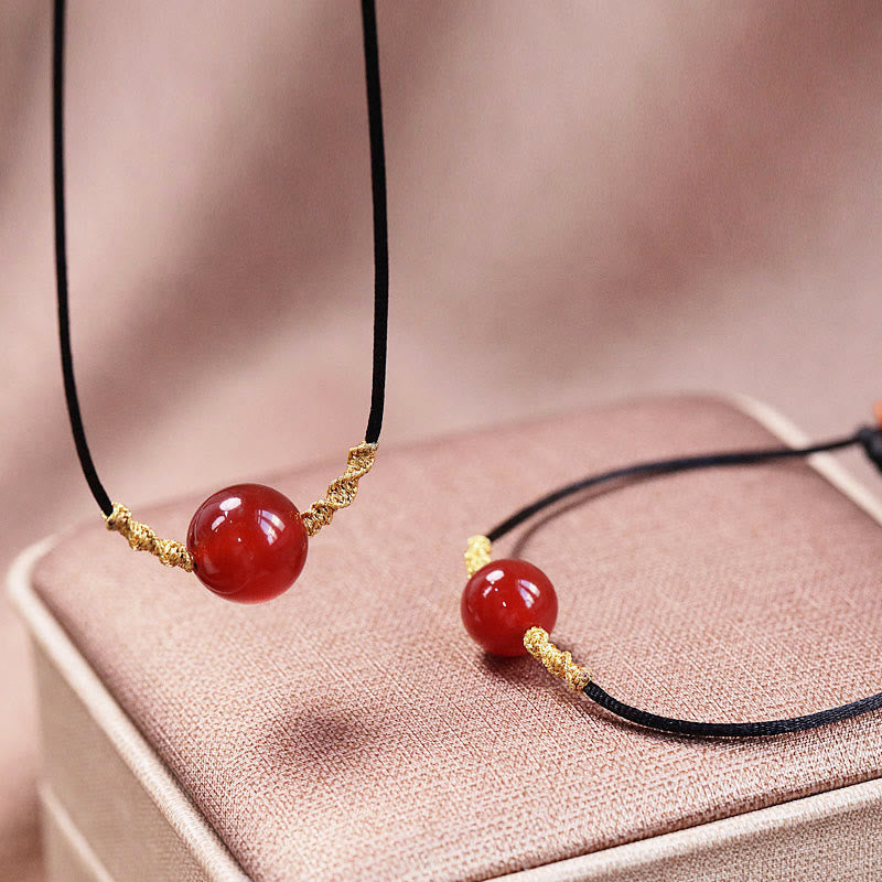 Rote Achat-Chalcedon-Armband-Halskette für Selbstvertrauen und Harmonie