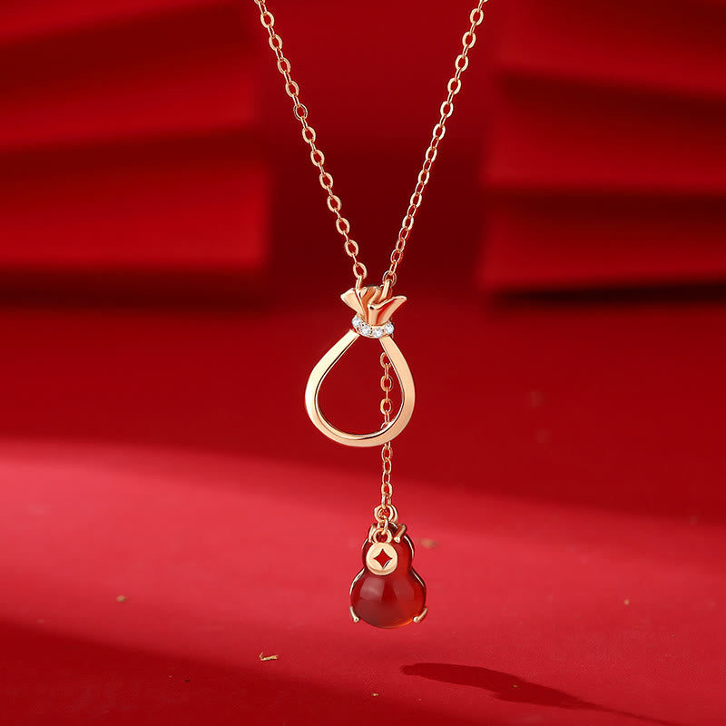 Rote Achat-Chalcedon-Kürbis-Halskette | Selbstvertrauen &amp; Glück